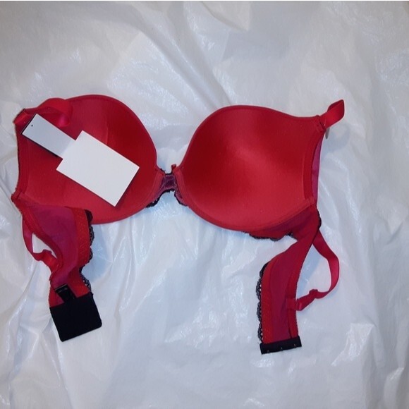 Youmita Red 40D Floral Lace Overlay Plunge Bra NWT - Picture 8 of 8